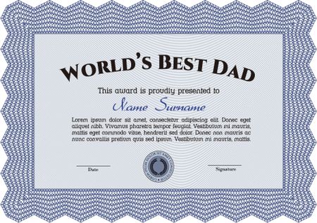 World's Best Father Award Template. Customizable, Easy to edit and change colors.With linear background. Retro design.