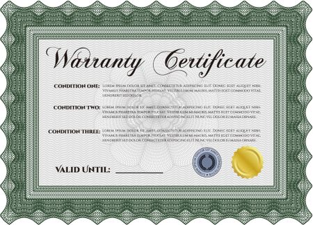 Warranty Certificate. Retro design. Complex border design. With background. 