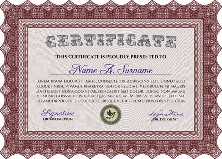 Certificate. With background. Excellent design. Vector pattern that is used in currency and diplomas.