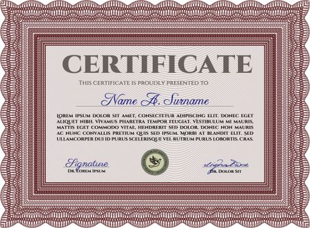 Certificate or diploma template. Vector certificate template.With background. Superior design. 