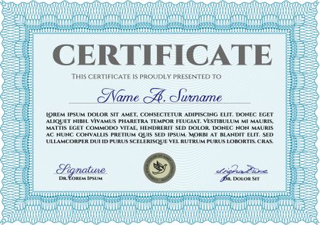 Certificate of achievement template. Retro design. Printer friendly. Money style.