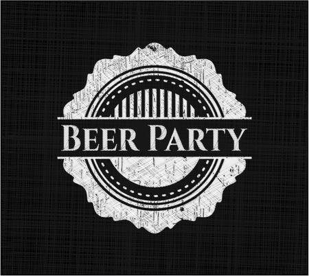 Beer Party chalkboard emblem on black board