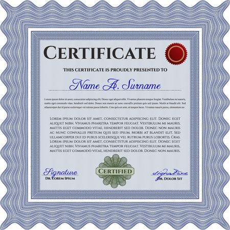 Certificate. Excellent design. Frame certificate template Vector.With background. 