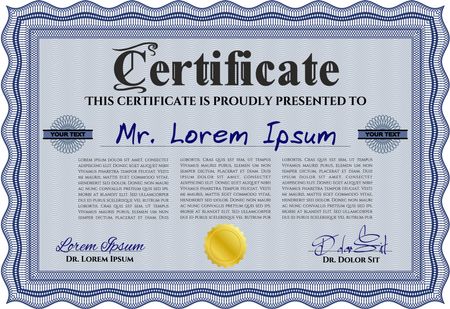Diploma or certificate template. Superior design. Easy to print. Border, frame.