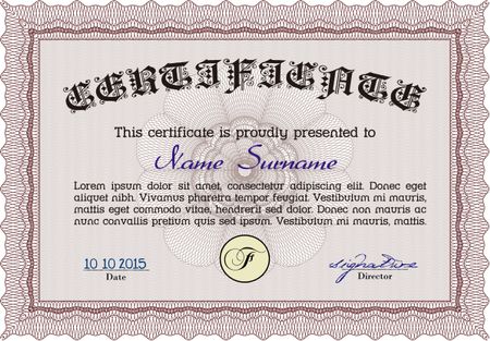 Sample Diploma. Frame certificate template Vector.Beauty design. With quality background. 