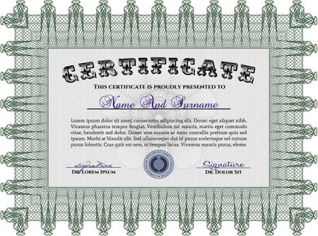 Diploma. Vector pattern that is used in money and certificate.Retro design. With complex linear background. 