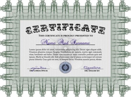 Diploma. Vector pattern that is used in money and certificate.Retro design. With complex linear background.