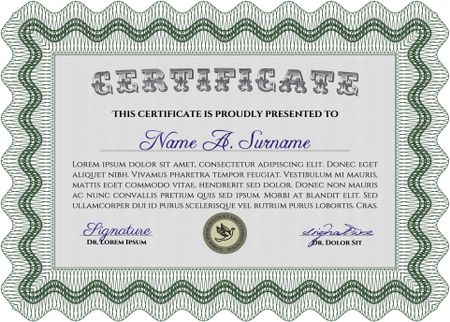 Certificate template or diploma template. Vector certificate template.With complex linear background. Nice design. 