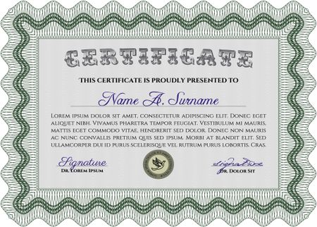 Certificate template or diploma template. Vector certificate template.With complex linear background. Nice design.