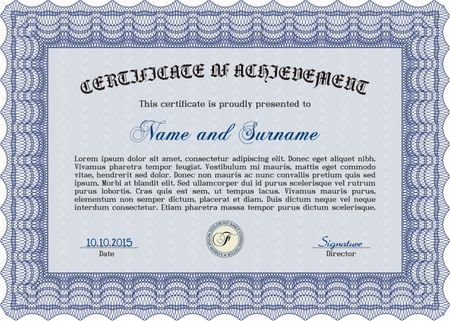 Certificate template or diploma template. Customizable, Easy to edit and change colors.Cordial design. With background. 