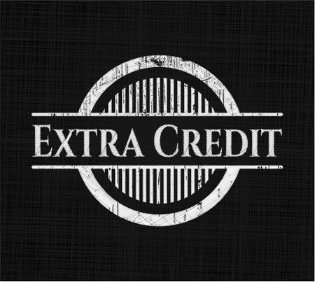Extra Credit chalkboard emblem on black board
