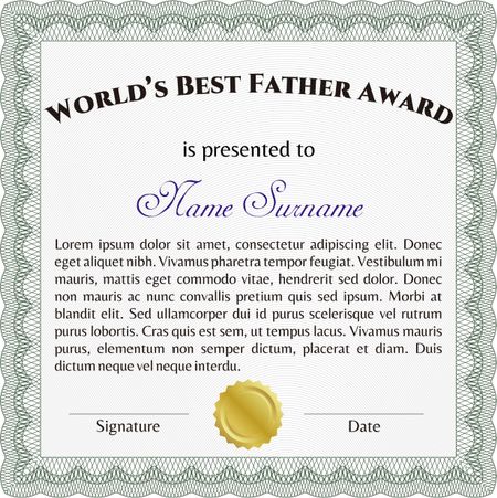 Best Dad Award. Printer friendly. Vector illustration.Superior design. 