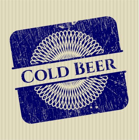 Cold Beer rubber stamp with grunge texture