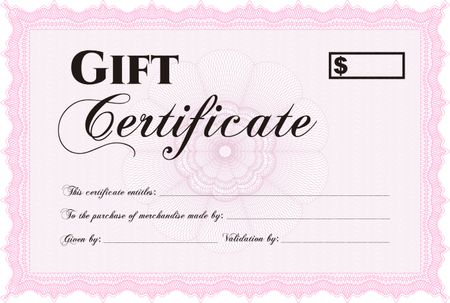 Retro Gift Certificate. Complex design. With background. Customizable, Easy to edit and change colors.