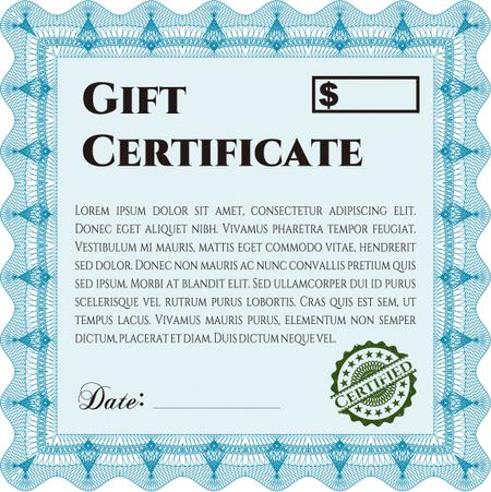 Modern gift certificate. Cordial design. Easy to print. Vector illustration.