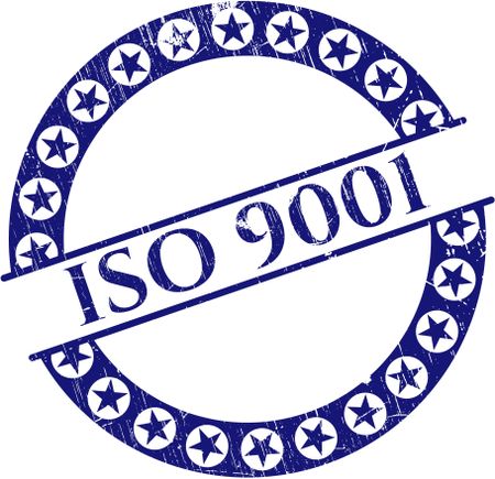 ISO 9001 rubber grunge texture stamp