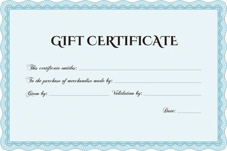 Vector Gift Certificate. Border, frame.With complex background. Excellent design. 