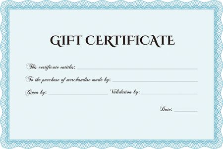 Vector Gift Certificate. Border, frame.With complex background. Excellent design.