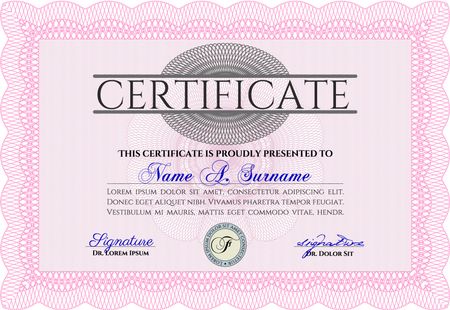 Certificate of achievement. With complex background. Detailed.Retro design.