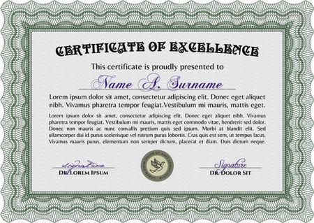 Sample certificate or diploma. Vector pattern that is used in currency and diplomas.With background. Beauty design. 