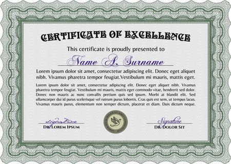 Sample certificate or diploma. Vector pattern that is used in currency and diplomas.With background. Beauty design.