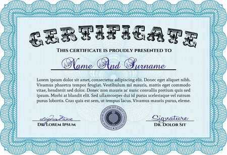 Certificate or diploma template. Modern design. Detailed.With guilloche pattern. 