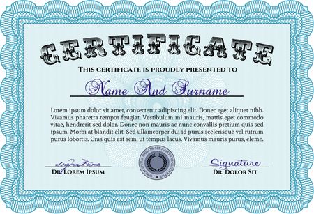 Certificate or diploma template. Modern design. Detailed.With guilloche pattern.