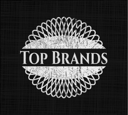 Top Brands chalk emblem written on a blackboard