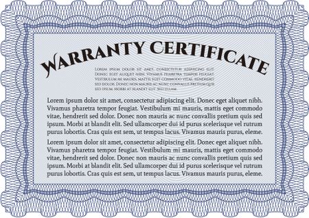 Warranty Certificate. With sample text. Retro design. With background. 