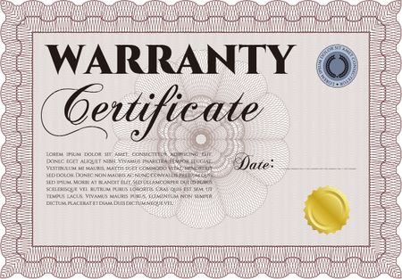 Template Warranty certificate. Complex frame. Easy to print. Very Detailed. 