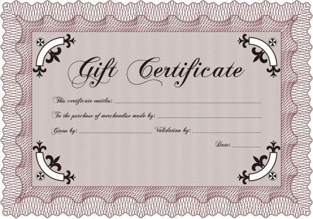 Vector Gift Certificate. Cordial design. With complex background. Border, frame.