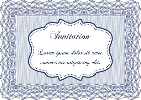 Formal invitation template. Customizable, Easy to edit and change colors.With guilloche pattern and background. Good design. 
