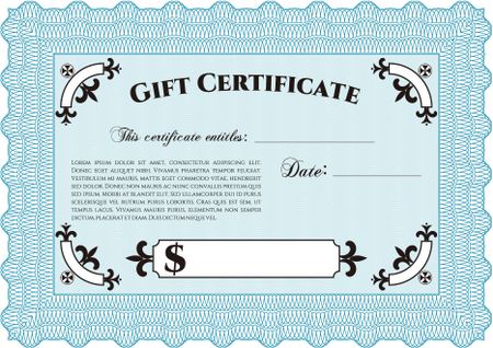 Gift certificate. Detailed.With great quality guilloche pattern. Retro design. 