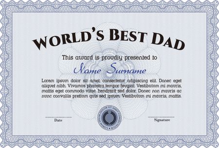 Award: Best dad in the world. Elegant design. With complex background. Customizable, Easy to edit and change colors.