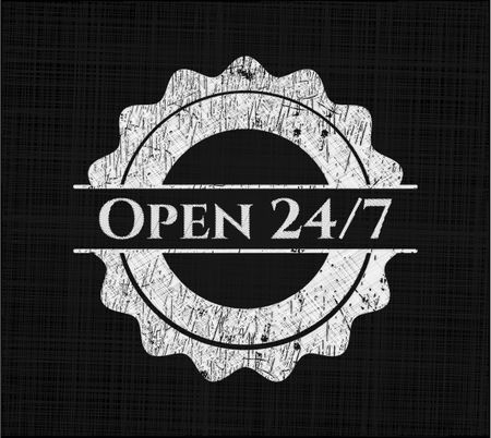 Open 24/7 chalkboard emblem
