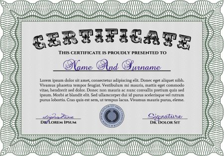Certificate template. Retro design. Diploma of completion.Easy to print. 