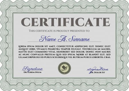 Certificate or diploma template. With complex linear background. Vector pattern that is used in currency and diplomas.Superior design. 