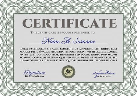 Certificate or diploma template. With complex linear background. Vector pattern that is used in currency and diplomas.Superior design.