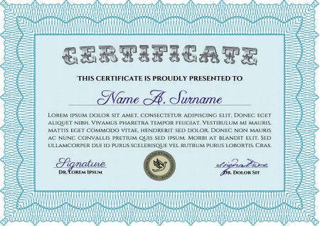 Certificate of achievement template. Vector illustration.With complex background. Elegant design. 