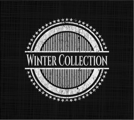 Winter Collection chalkboard emblem written on a blackboard