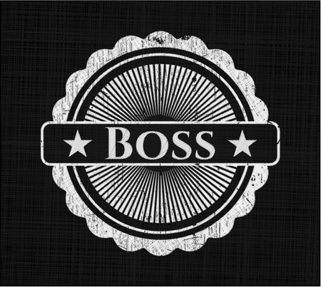 Boss chalkboard emblem on black board