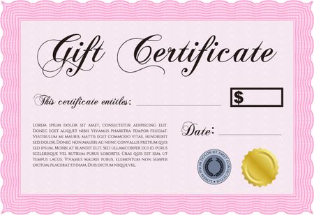 Formal Gift Certificate template. With linear background. Cordial design. Customizable, Easy to edit and change colors.