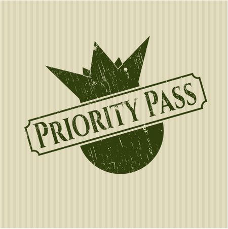 Priority Pass rubber stamp with grunge texture