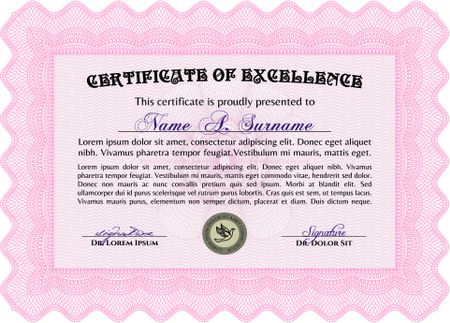 Certificate of achievement template. Customizable, Easy to edit and change colors.Retro design. With complex linear background. 