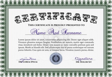 Diploma. With great quality guilloche pattern. Beauty design. Vector pattern that is used in money and certificate.