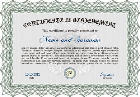 Diploma template or certificate template. Lovely design. Money style.With background. 