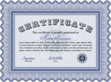 Certificate template or diploma template. With linear background. Complex design. Vector illustration.