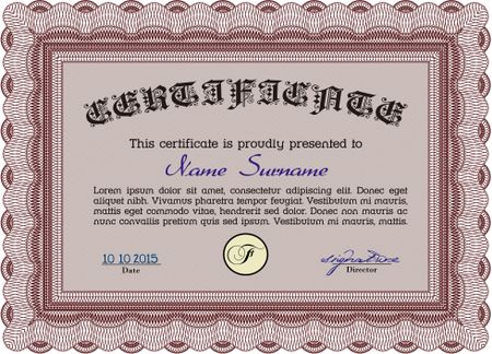 Certificate of achievement. Money style.Easy to print. Sophisticated design. 