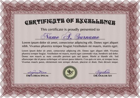 Certificate template. Nice design. With guilloche pattern. Vector pattern that is used in money and certificate.