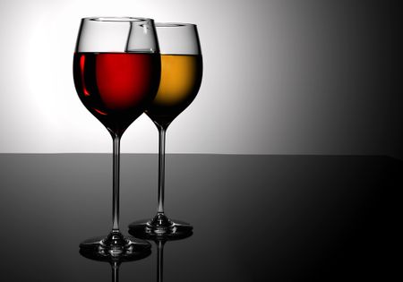 wine glasses over a black background made in 3d with photographic quality